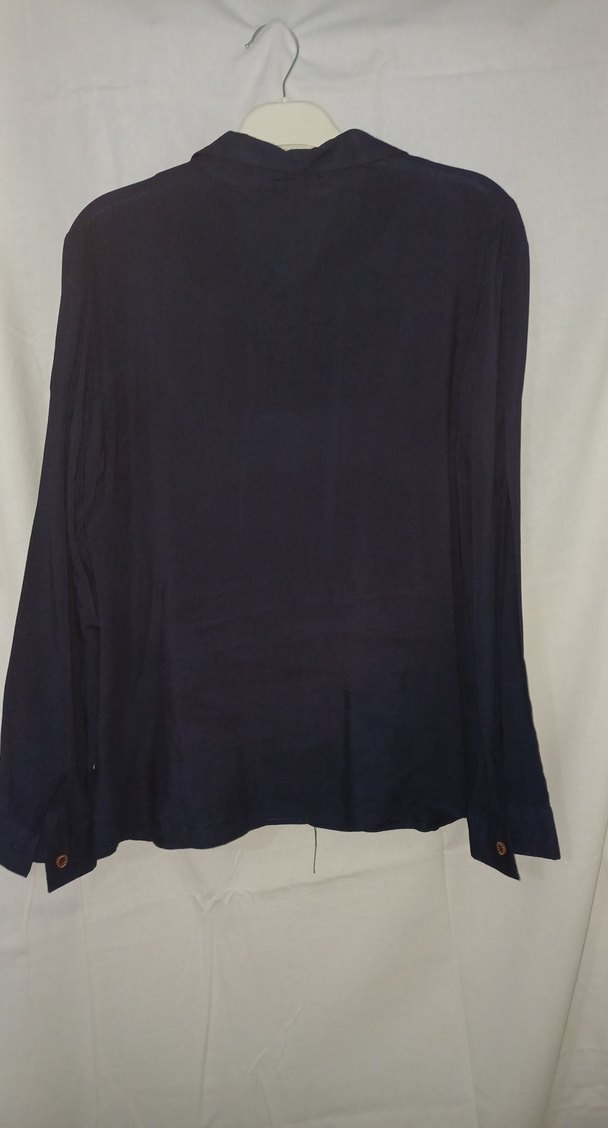 Kadın Lacivert Uzun Kollu Düz Gömlek - Görsel 3