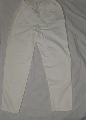 Beyaz-Krem Rahat Kesim Keten Kadın Pantolon - Görsel 4