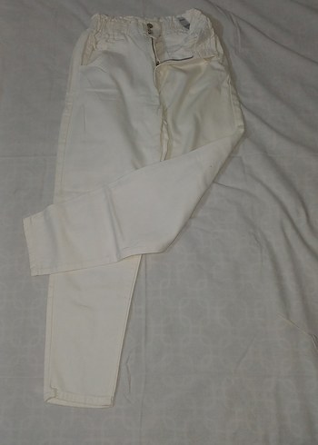 Beyaz-Krem Rahat Kesim Keten Kadın Pantolon - Görsel 2