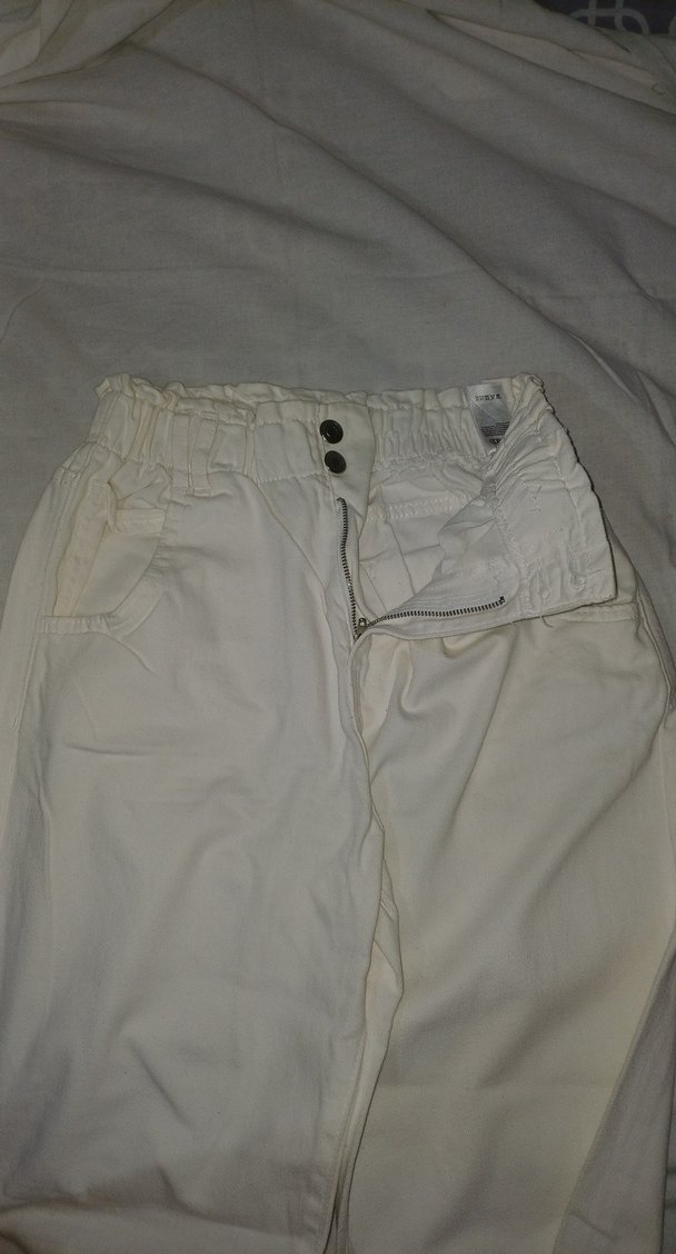 Beyaz-Krem Rahat Kesim Keten Kadın Pantolon - Görsel 3