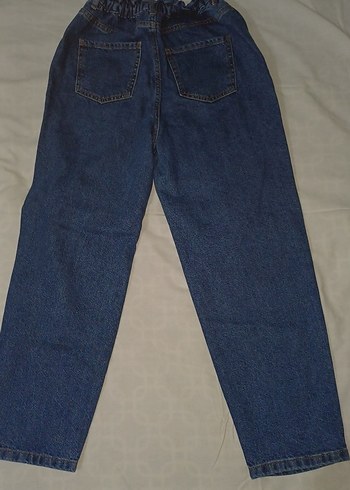 Beli Lastikli Mavi Bol Kesim Kadın Kot Pantolon - Görsel 2