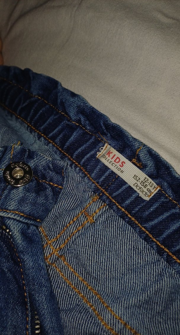 Beli Lastikli Mavi Bol Kesim Kadın Kot Pantolon - Görsel 4