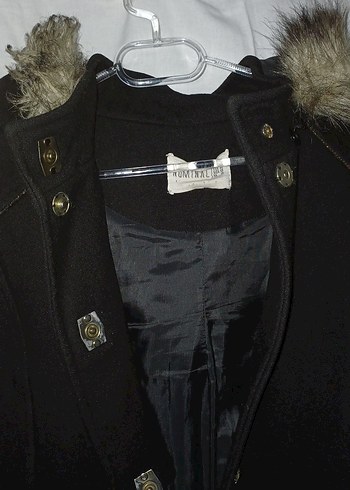 Düğmeli Siyah Midi Kadın Kaşe Kaban - Görsel 3