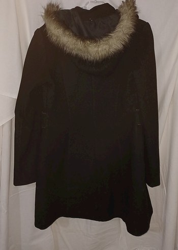 Düğmeli Siyah Midi Kadın Kaşe Kaban - Görsel 5