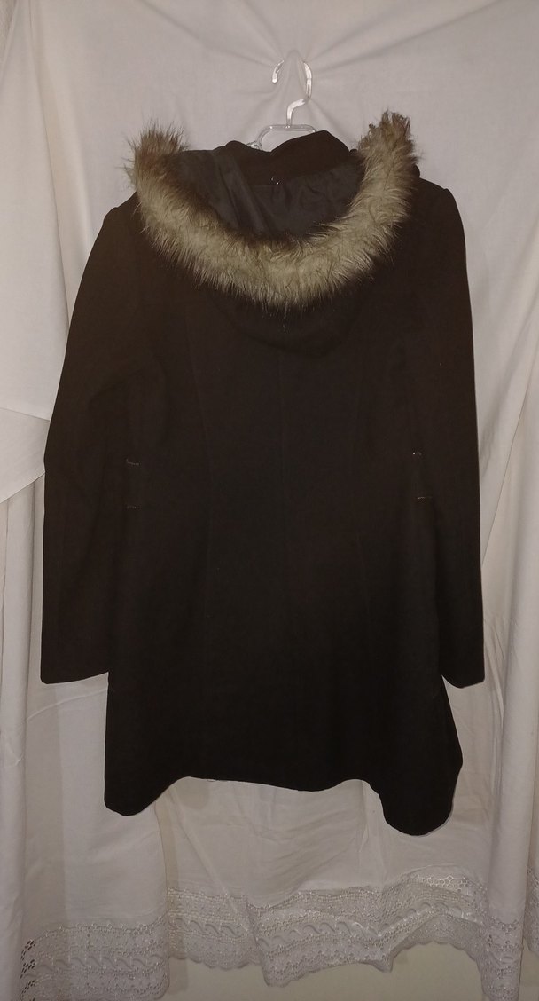 Düğmeli Siyah Midi Kadın Kaşe Kaban - Görsel 5