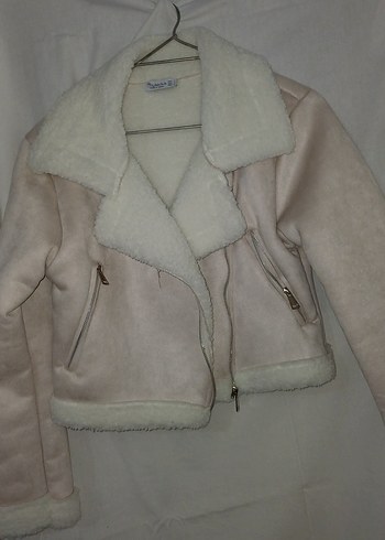 Kürklü Bej Süet Kadın Ceket - Görsel 2