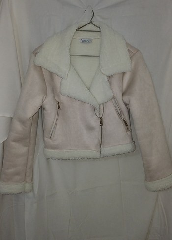 Kürklü Bej Süet Kadın Ceket - Görsel 5