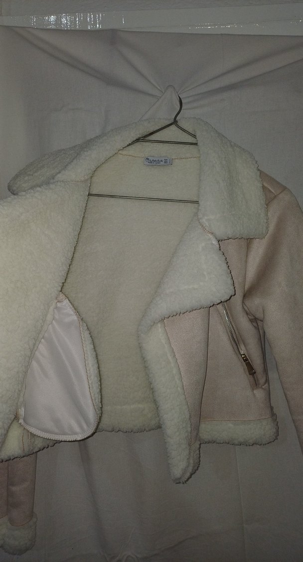 Kürklü Bej Süet Kadın Ceket - Görsel 3