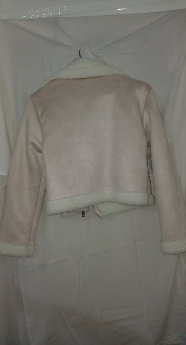 Kürklü Bej Süet Kadın Ceket - Görsel 4