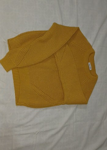 Reglan Kol Örgü Triko Kadın Kazak Hardal Rengi - Görsel 2