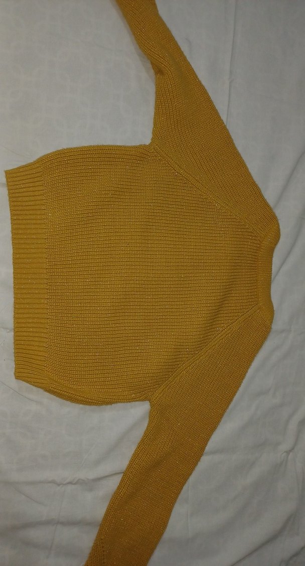 Reglan Kol Örgü Triko Kadın Kazak Hardal Rengi - Görsel 3