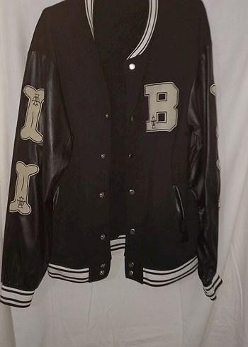 Siyah Kolları Deri Detaylı Kadın Kolej Ceket - Görsel 3