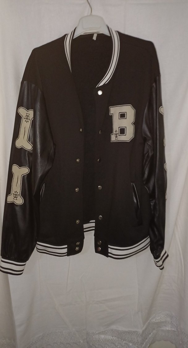 Siyah Kolları Deri Detaylı Kadın Kolej Ceket - Görsel 3