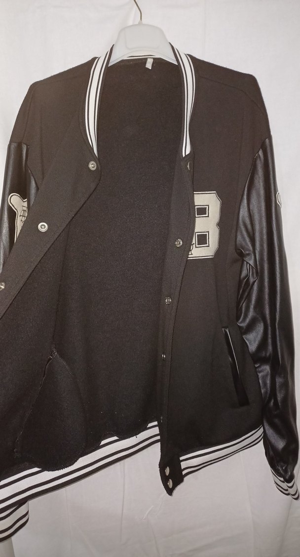 Siyah Kolları Deri Detaylı Kadın Kolej Ceket - Görsel 2