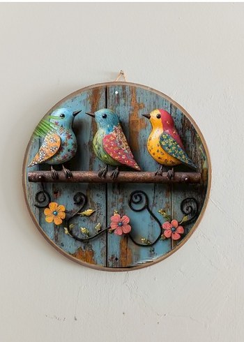 Renkli Kuş Temalı Duvar tabakları - Görsel 3