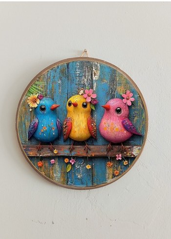 Renkli Kuş Temalı Duvar tabakları - Görsel 5