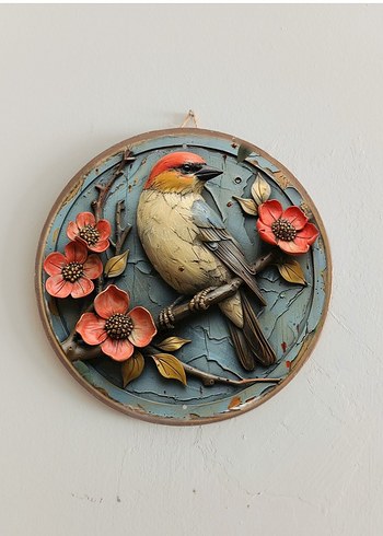 Renkli Kuş Temalı Duvar tabakları - Görsel 12