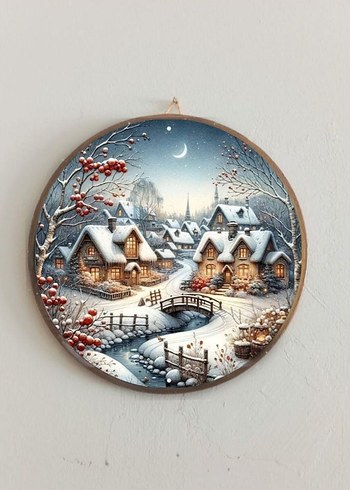 Yuvarlak Kış Temalı Duvar Dekoru - Görsel 10