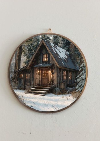 Yuvarlak Kış Temalı Duvar Dekoru - Görsel 5