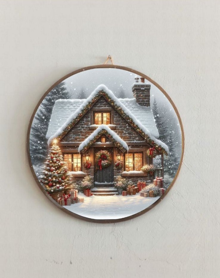 Yuvarlak Kış Temalı Duvar Dekoru - Görsel 2