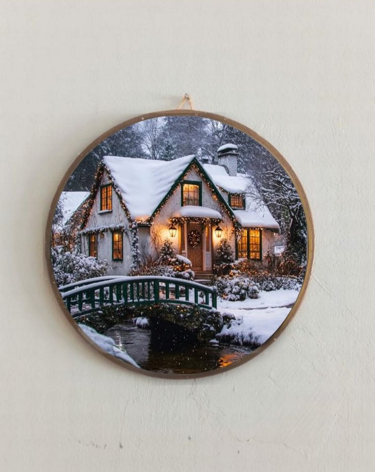 Yuvarlak Kış Temalı Duvar Dekoru - Görsel 3