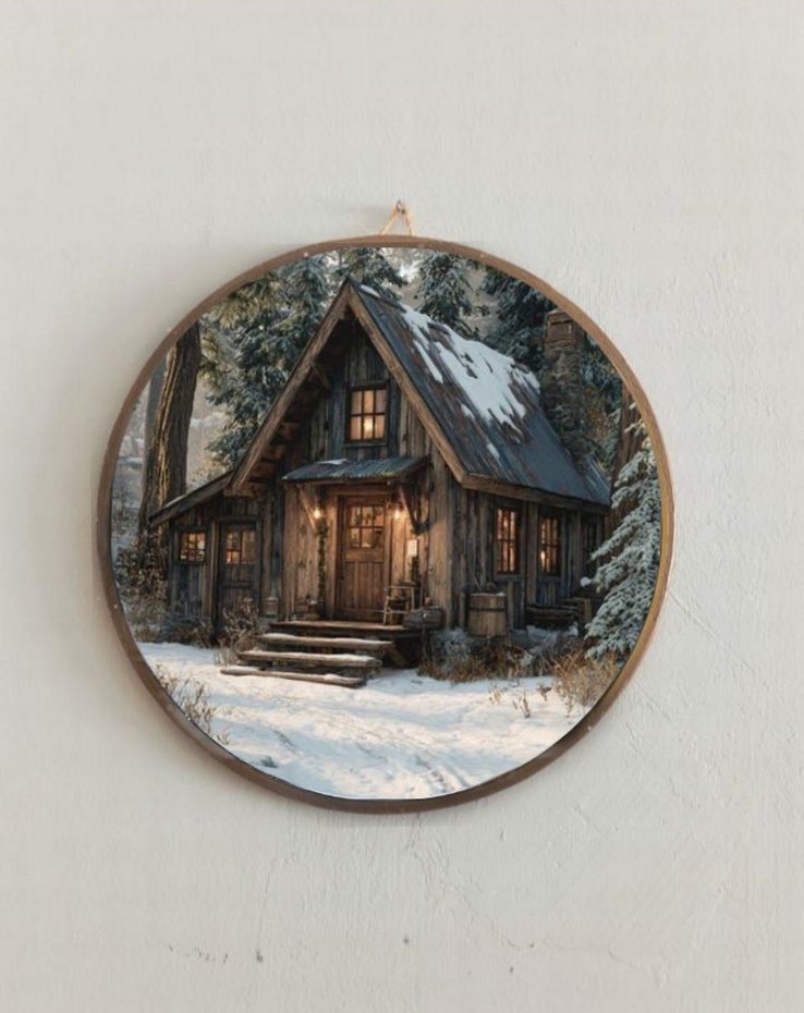 Yuvarlak Kış Temalı Duvar Dekoru - Görsel 5