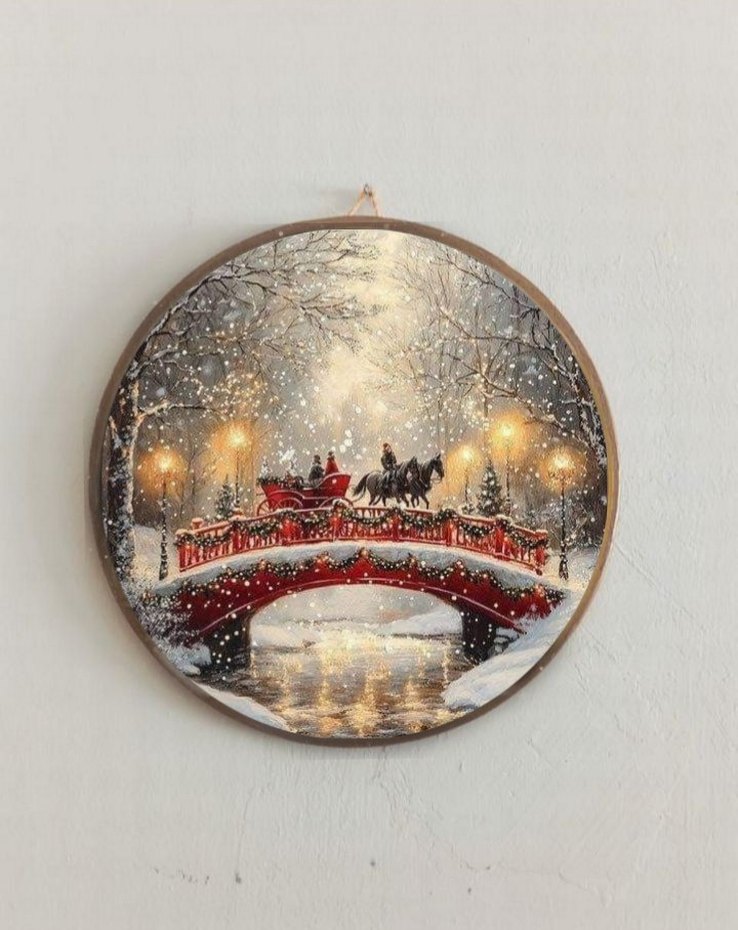 Yuvarlak Kış Temalı Duvar Dekoru - Görsel 4