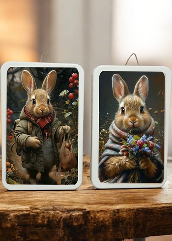 Pastel Renkli Tavşan Temalı Duvar Dekoru - Görsel 2