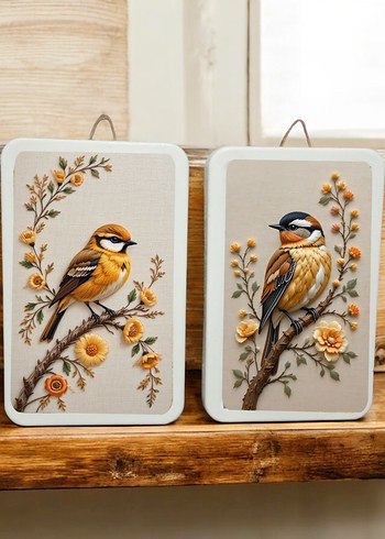 Kuş ve Çiçek Desenli  Duvar Panoları - Görsel 2