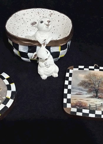 Beyaz Tavşan Figürlü Dekoratif Kase - Görsel 2