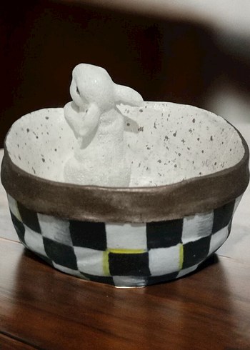 Beyaz Tavşan Figürlü Dekoratif Kase - Görsel 7