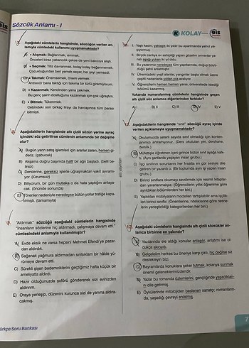 Beden Renk TYT Türkçe Soru Bankası Eis