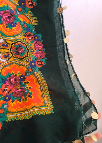 Çiçek Desenli Çok Renkli Bohem Kadın Şal - Görsel 3