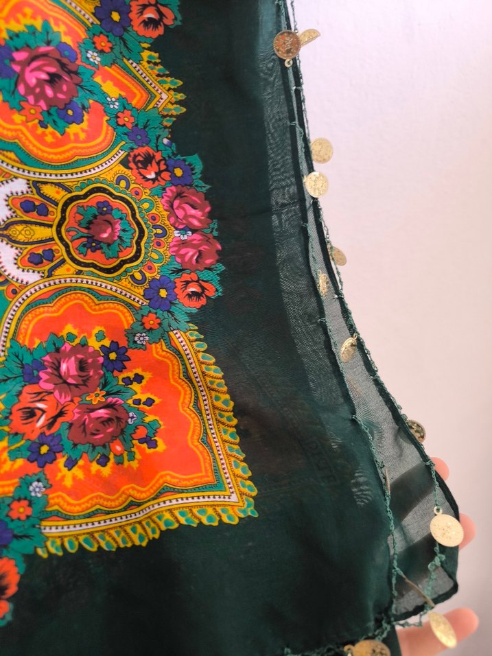 Çiçek Desenli Çok Renkli Bohem Kadın Şal - Görsel 3