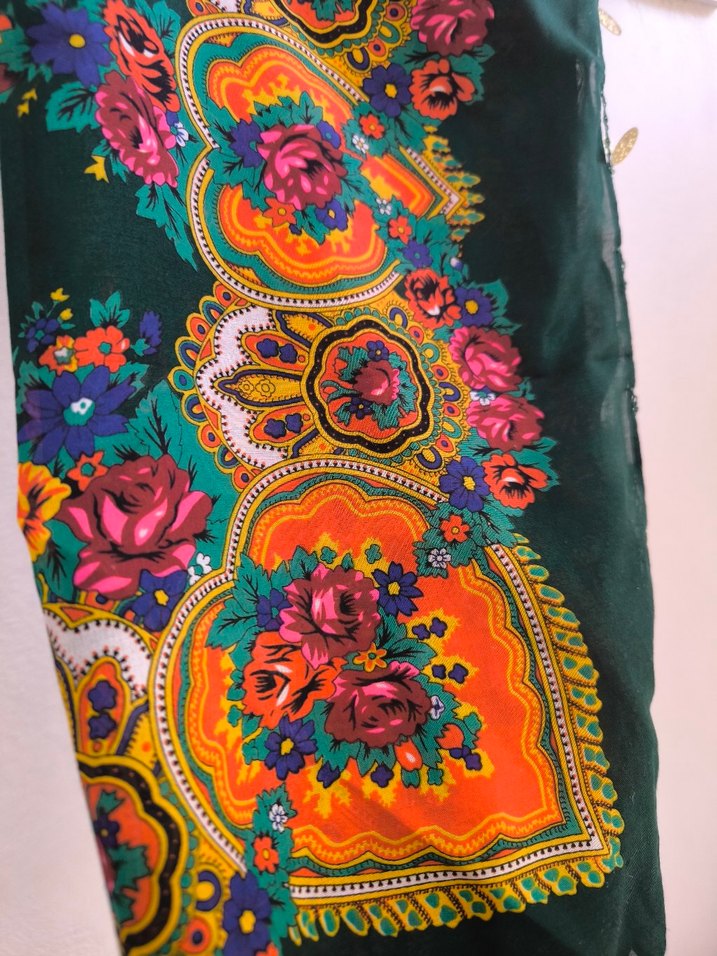 Çiçek Desenli Çok Renkli Bohem Kadın Şal - Görsel 2