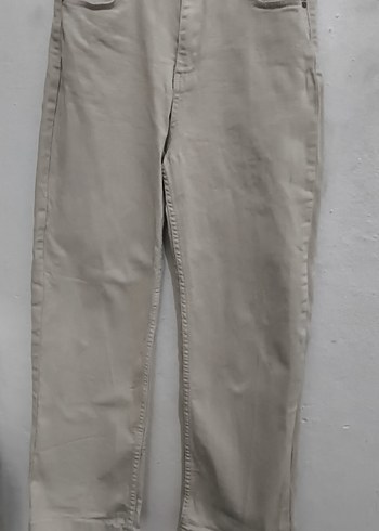 Diğer Bej Regular Fit Keten Midi Kot