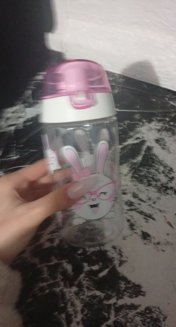 Pembe Tavşan Desenli Çocuk Termos Şişesi - Görsel 2