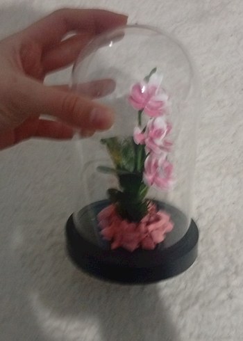 Pembe Mini Cam Fanus Çiçek Dekoru - Görsel 2