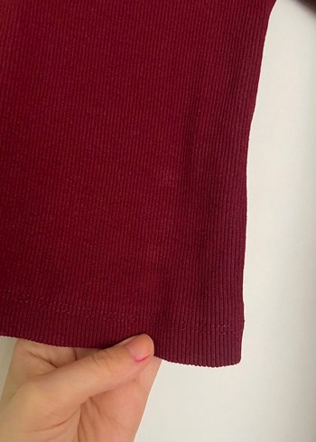 Bordo V Yaka Uzun Kollu Kadın Kazak - Görsel 3
