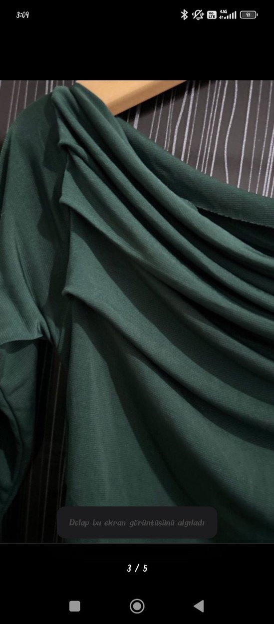 kayik yaka yesil bluz - Görsel 4