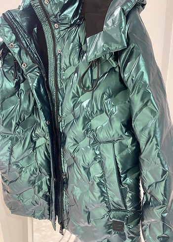 m Beden Parlak Yeşil Kadın Kışlık Streetwear Mont pierre cardin
