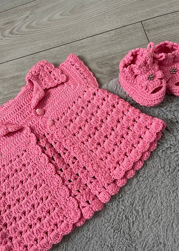 0-6 Ay kız bebek yelek ve patik - Görsel 2