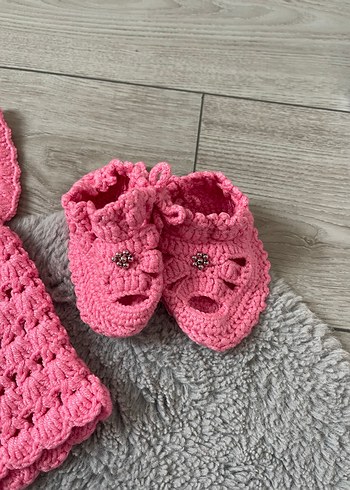 0-6 Ay kız bebek yelek ve patik - Görsel 3