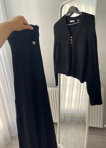 Siyah pierre cardin Triko Midi Kadın ikili takım