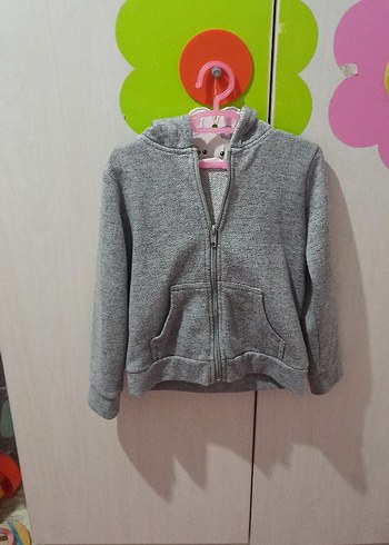 Kız Çocuk Gri Fermuarlı Sweatshirt