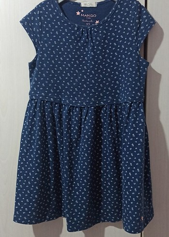 Kolsuz Mavi Denim Kız Elbise