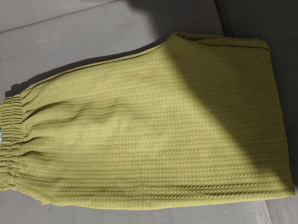 Yeşil Bol Kesim Keten Pantolon - Görsel 4