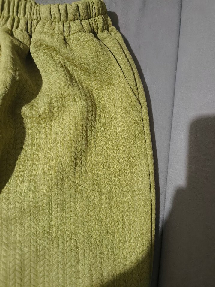 Yeşil Bol Kesim Keten Pantolon - Görsel 3