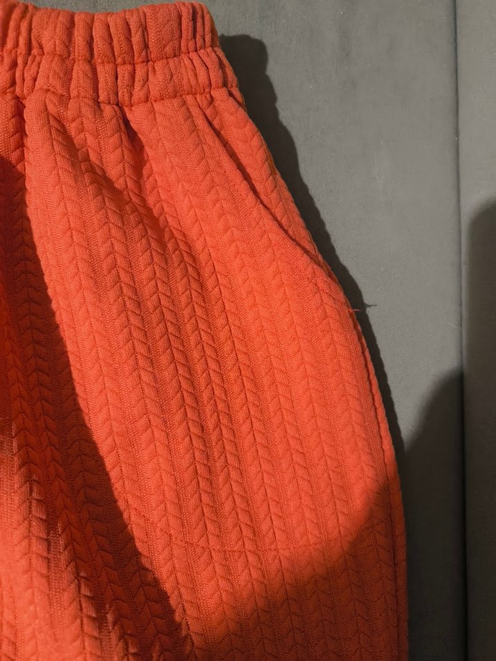 Kadın Kırmızı Triko Rahat Pantolon - Görsel 2