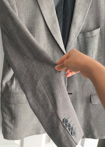 Gri Düğmeli Erkek Ofis Takım Ceketi - Görsel 5